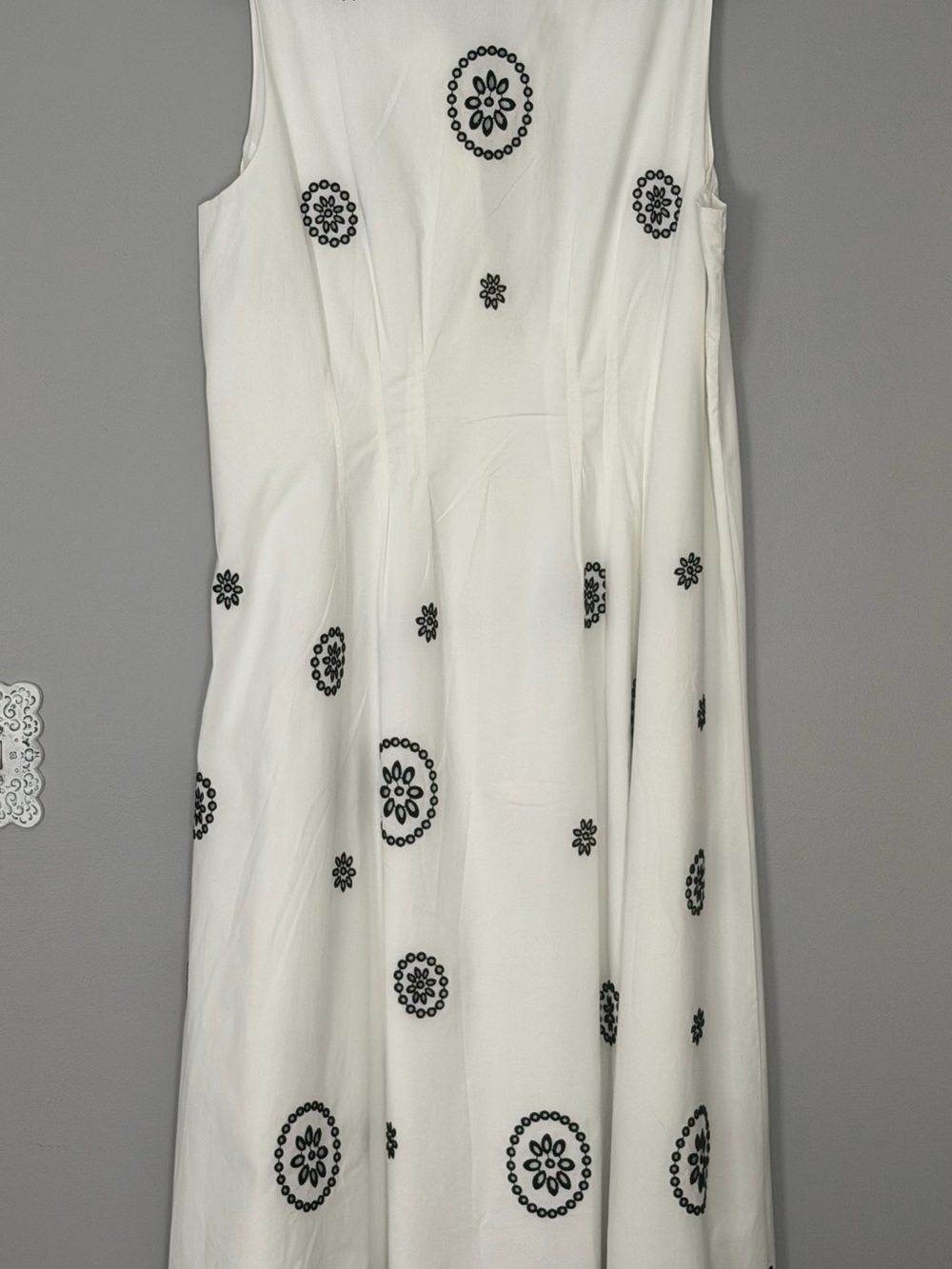 Jason Wu White Maxi Dress with Black Medallion Embroidery